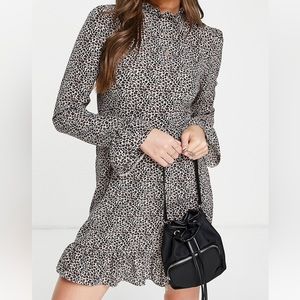 Frill neck mini dress